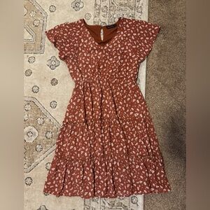 Mikarose Rust and White Floral Dress